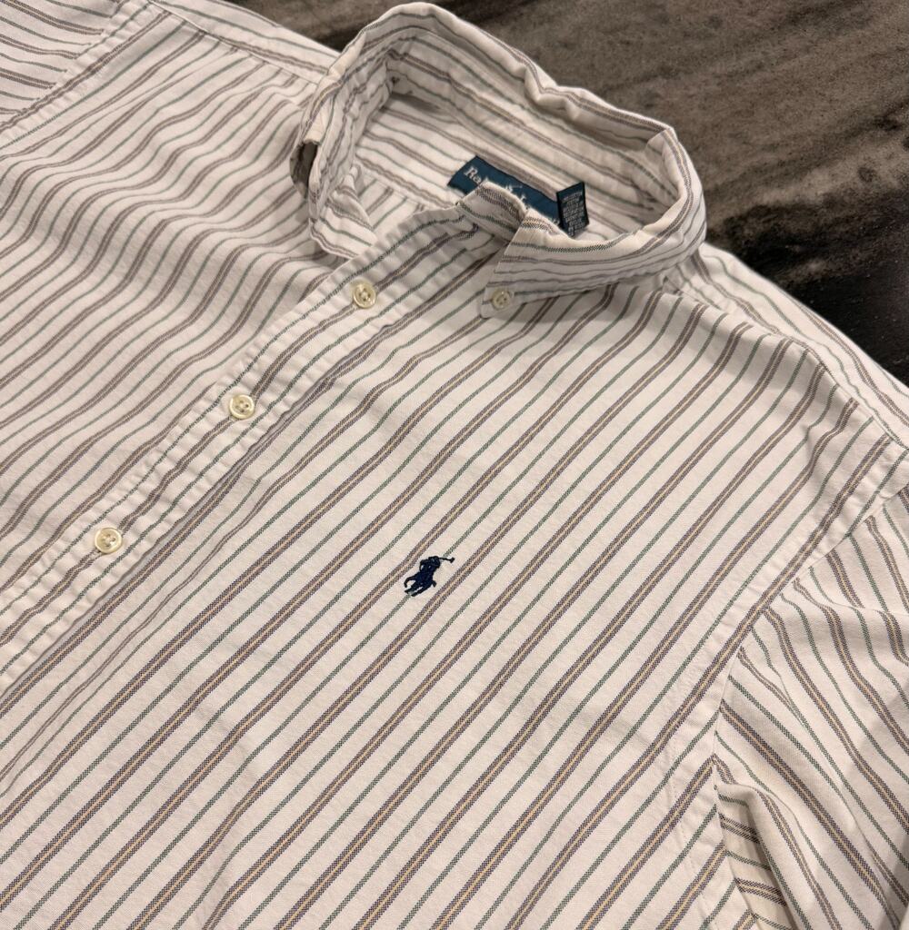 Polo Ralph Lauren Oxford Shirt 17 34/35 Classic Fit Striped Pony Button Down